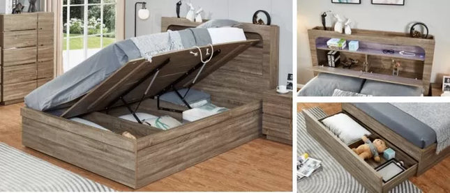 Hannah Queen Bed - Light Oak