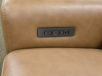 Komo 2.5+2 Seater Electric Recliner Leather Lounge - Tan