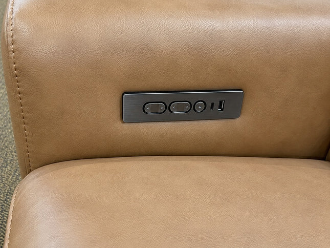 Komo 2.5+2 Seater Electric Recliner Leather Lounge - Tan