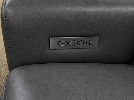 Komo 2.5+2 Seater Electric Recliner Leather Lounge - Charcoal