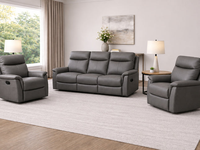 Lexi 1 Seater Manual Recliner - Graphite (Leather)