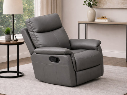 Lexi Leather 1 Seater Manual Recliner - Graphite