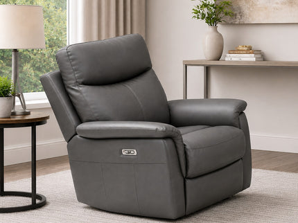Lexi Leather 1 Seater Electric Recliner - Graphite