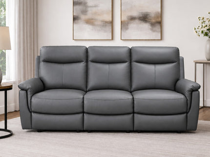 Lexi 3 Seater Manual Recliner - Graphite (Leather)