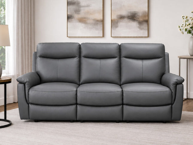Lexi 3 Seater Manual Recliner - Graphite (Leather)