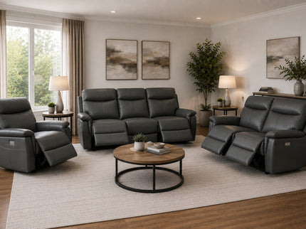 Lexi Leather 1 Seater Electric Recliner - Graphite