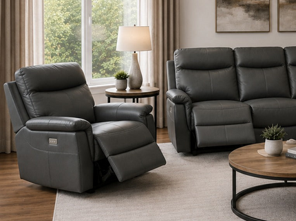 Lexi Leather 1 Seater Electric Recliner - Graphite
