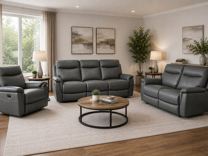 Lexi Leather 2 Seater Manual Recliner - Graphite