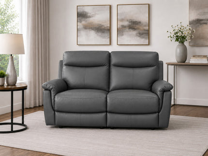 Lexi Leather 2 Seater Manual Recliner - Graphite