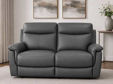 Lexi Leather 2 Seater Manual Recliner - Graphite