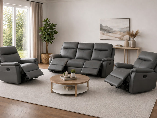 Lexi 3+1+1 Manual Recliner - Graphite (Leather)