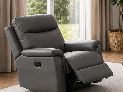 Lexi Leather 1 Seater Manual Recliner - Graphite