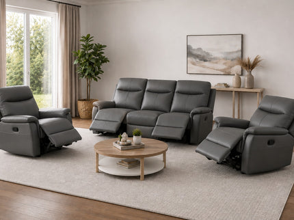Lexi Leather 1 Seater Manual Recliner - Graphite