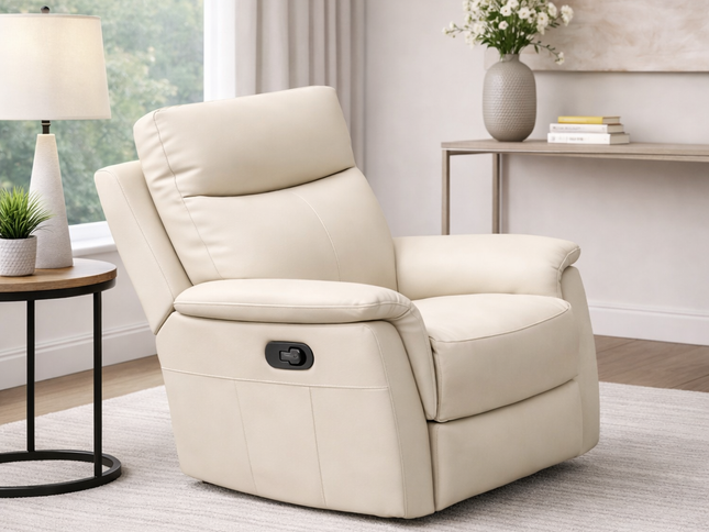 Lexi 1 Seater Manual Recliner - Beige (Leather)