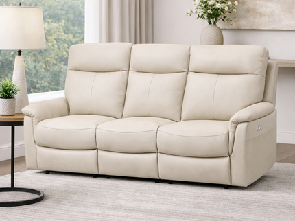 Lexi 3 Seater Electric Recliner - Beige (Leather)