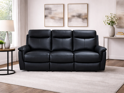 Lexi 3+1+1 Manual Recliner - Black (Leather)