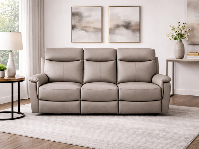 Lexi 3 Seater Manual Recliner- Mocha (Leather)