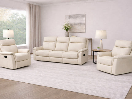 Lexi 3+1+1 Manual Recliner - Beige (Leather)