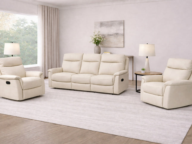 Lexi 3+1+1 Manual Recliner - Beige (Leather)