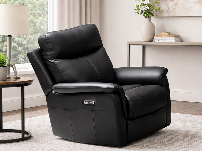 Lexi 1 Seater Electric Recliner - Black (Leather)