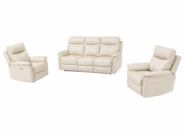 Lexi 3+1+1 Electric Recliner - Beige (Leather)
