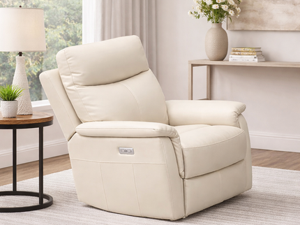 Lexi 3+1+1 Electric Recliner - Beige (Leather)
