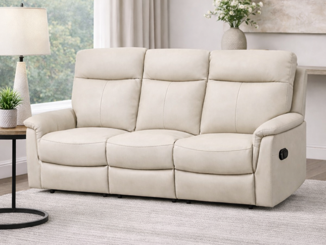 Lexi 3 Seater Manual Recliner- Beige (Leather)