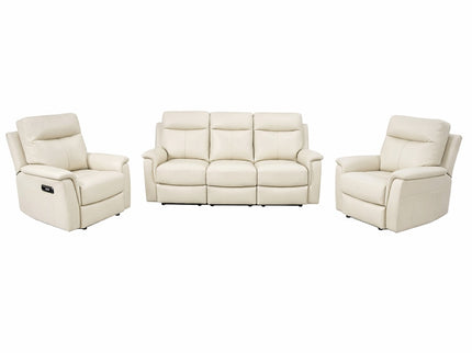 Lexi 3+1+1 Manual Recliner - Beige (Leather)