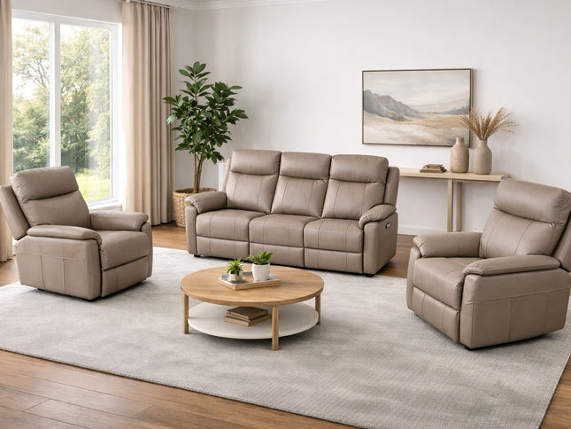 Lexi 3+1+1 Manual Recliner - Mocha (Leather)