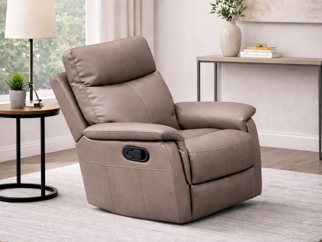 Lexi 1 Seater Manual Recliner - Mocha (Leather)
