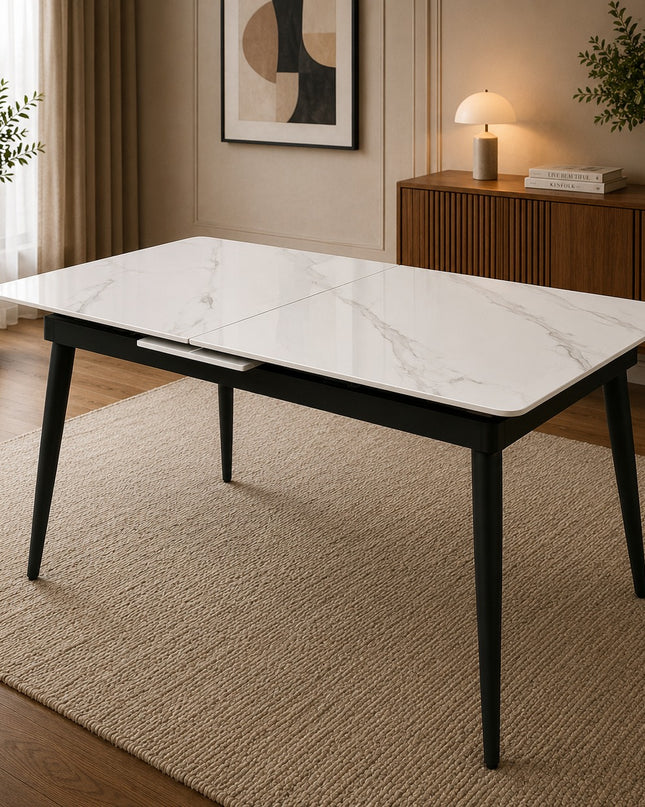 Lily Extendable Dining Table W/ Black Monaco Chairs