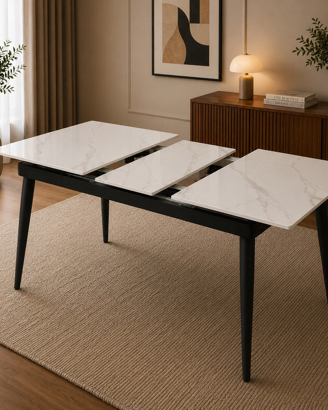 Lily Extendable Dining Table W/ Black Monaco Chairs