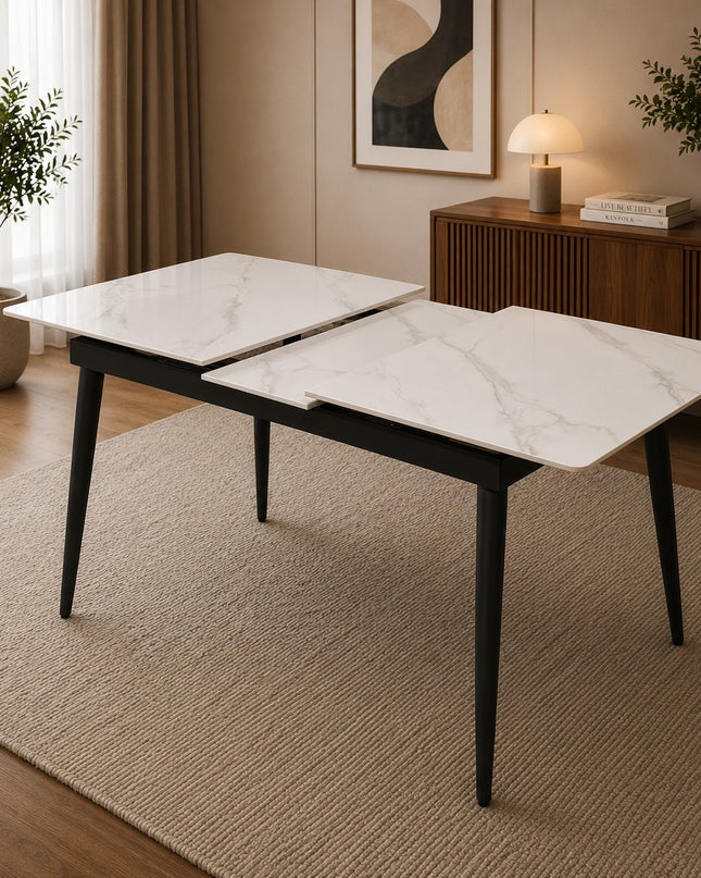 Lily Extendable Dining Table W/ Black Monaco Chairs