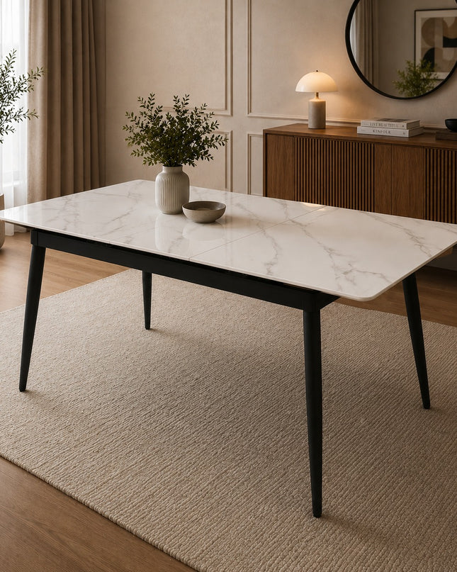 Lily Extendable Dining Table W/ Black Monaco Chairs