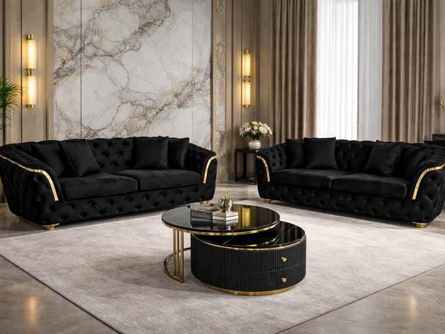 Lucy 3+2 Seater - Black