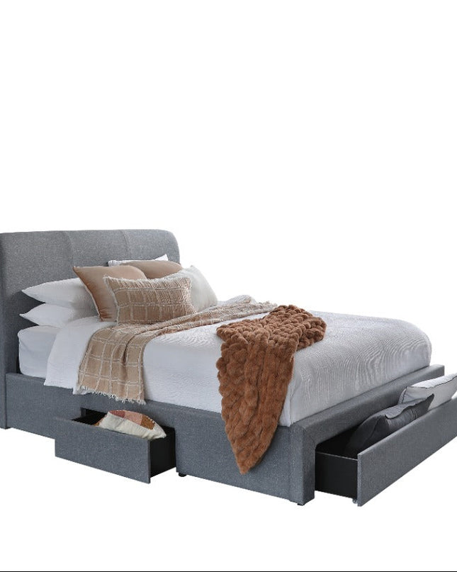 Maverick Queen Bed W/ Drawers - Pale Grey