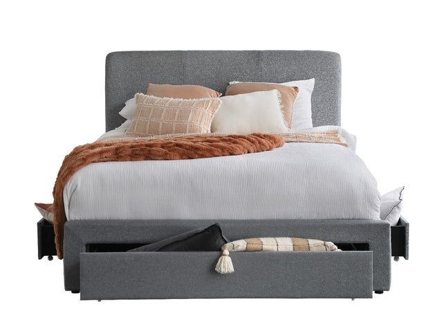 Maverick Queen Bed W/ Drawers - Pale Grey