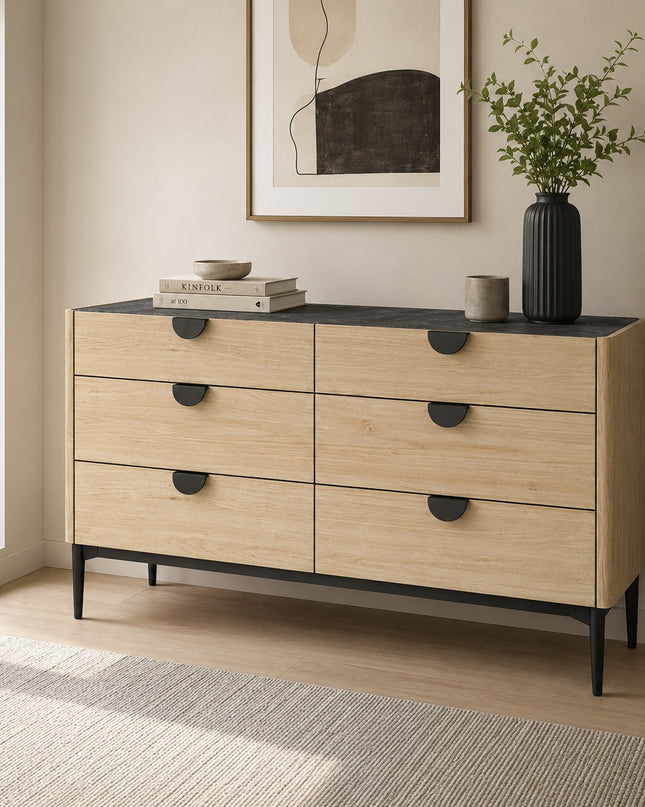 Milan Dresser with 6 Drawers & Ceramic Top