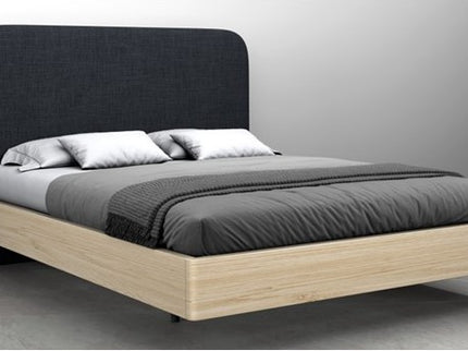Milan Queen Bed with Fabric Bedhead & Timber Frame