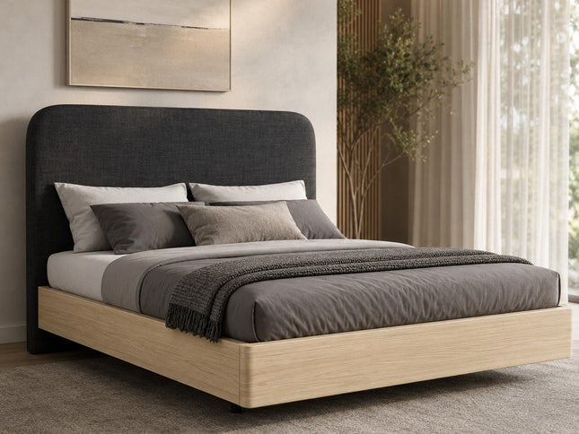 Milan King Bed with Fabric Bedhead & Timber Frame
