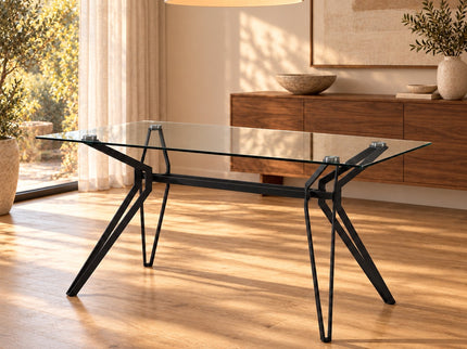 Moon Rectangular Dining Table - Glass Top 1.6m