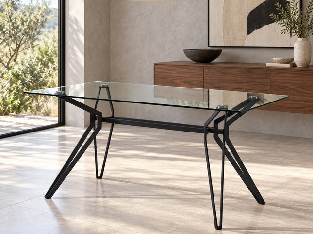 Moon Rectangular Dining Table - Glass Top 1.6m