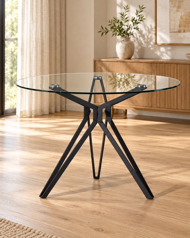 Moon Round Table Glass Top 1.2m
