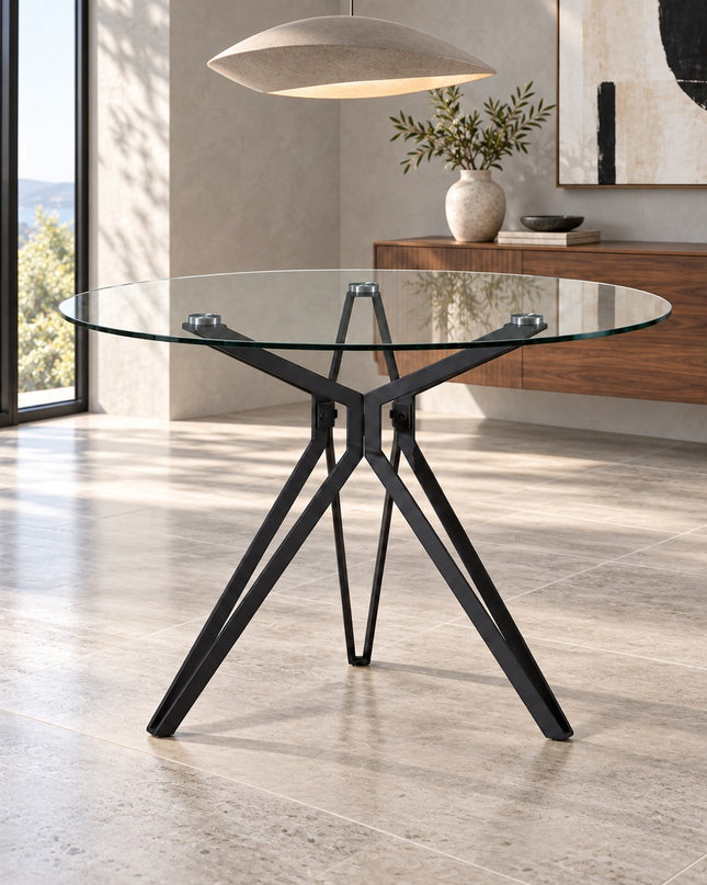 Moon Round Table Glass Top 1.2m
