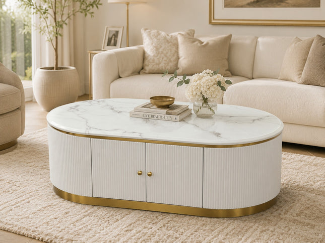 New Alisa Marble Coffee Table - White