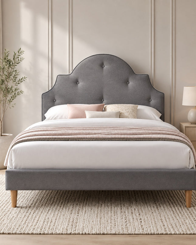 Paloma Double Bed - Grey Fabric