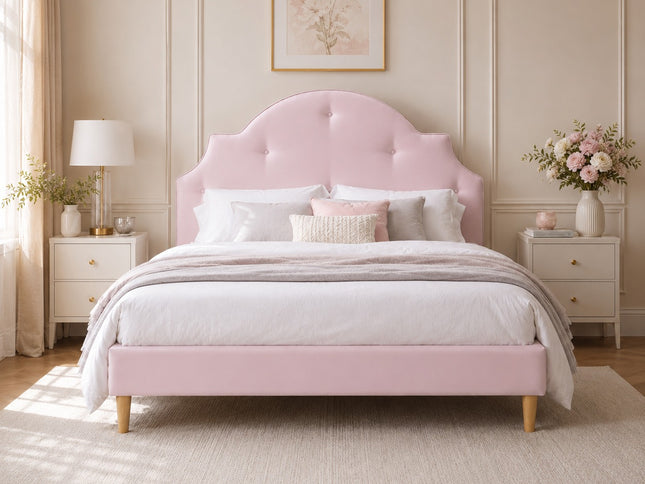 Paloma Queen Bed - Pink Fabric