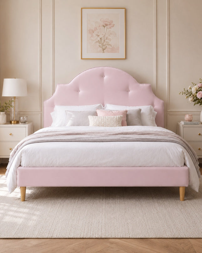 Paloma Queen Bed - Pink Fabric