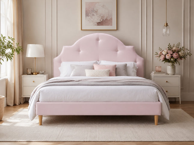 Paloma Queen Bed - Pink Fabric