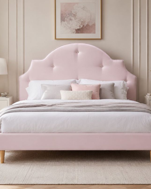 Paloma Queen Bed - Pink Fabric
